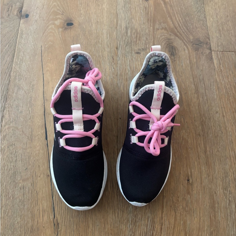 Adidas Black and Pink Floral Sneakers